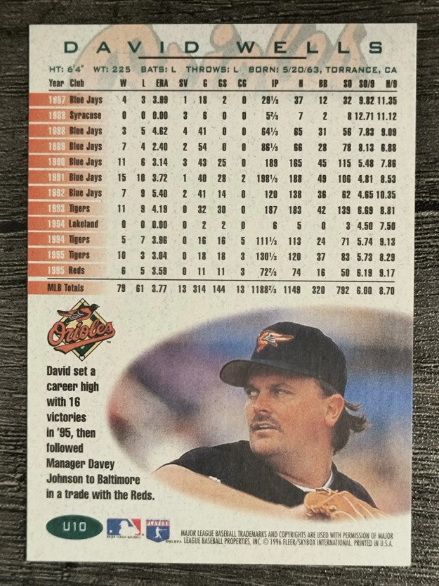 1996 Fleer Update #U10 David Wells