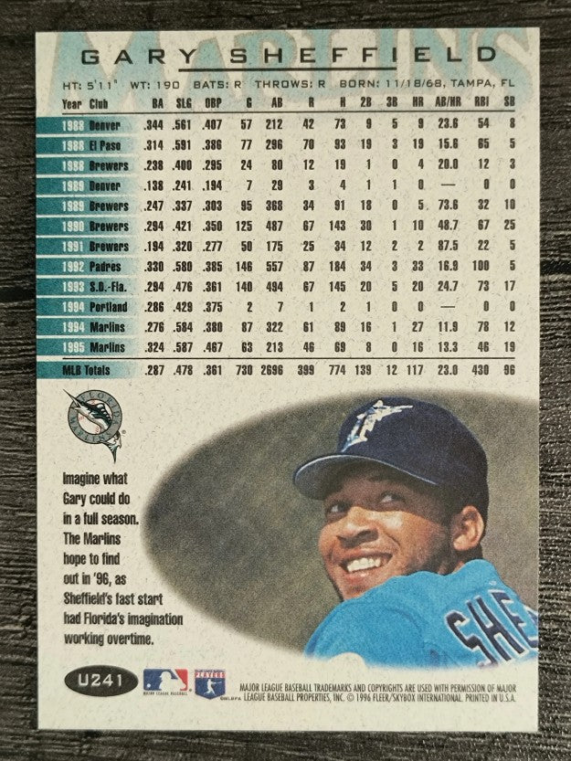 1996 Fleer Update #U241 Gary Sheffield ENC