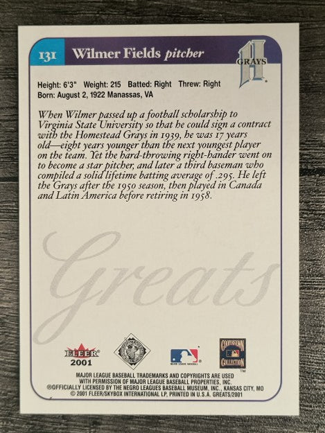 2001 Greats of the Game #131 Wilmer Fields
