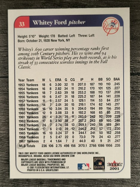 2001 Greats of the Game #33 Whitey Ford
