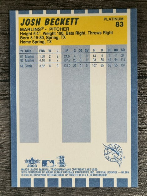 2003 Fleer Platinum #83 Josh Beckett
