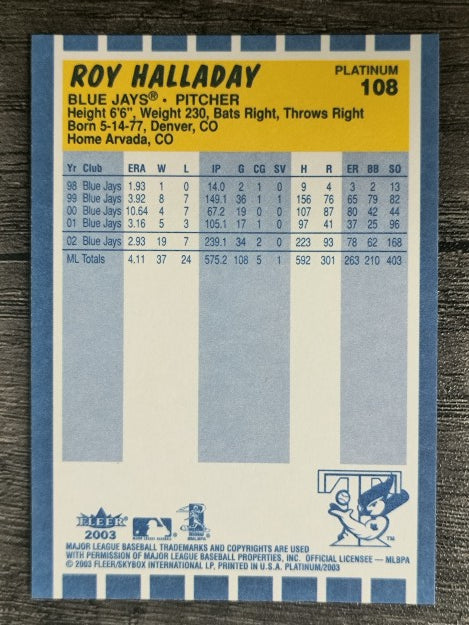 2003 Fleer Platinum #108 Roy Halladay