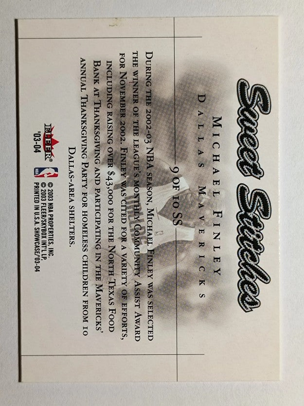 2003-04 Fleer Showcase Sweet Stitch #9 Michael Finley
