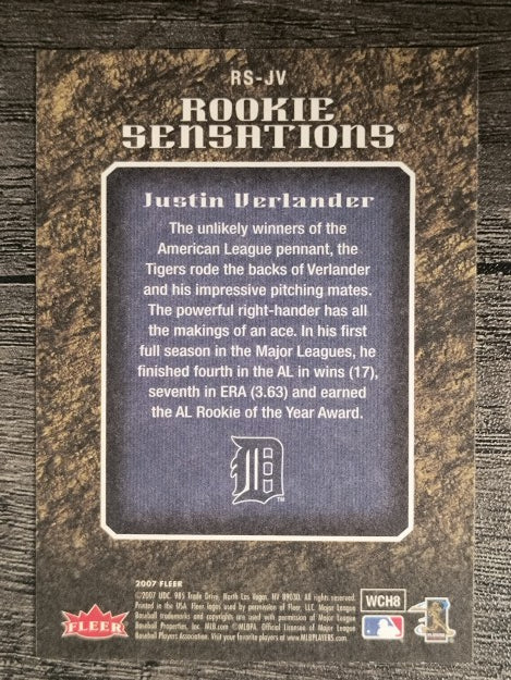 2007 Fleer Rookie Sensations #JV Justin Verlander