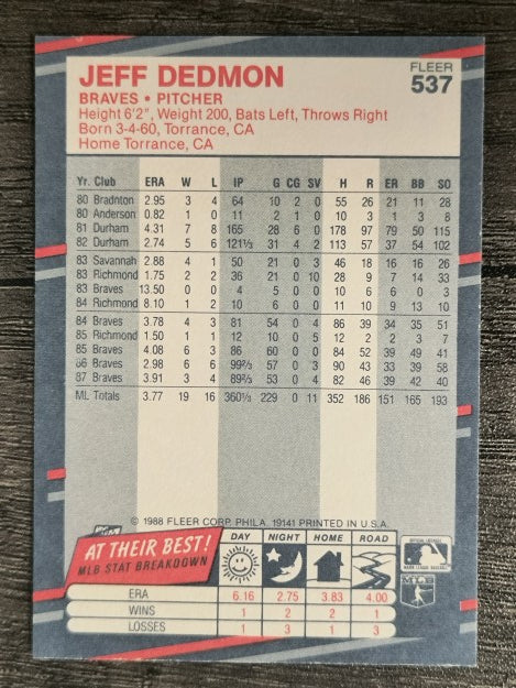 1988 Fleer #537 Jeff Dedmon