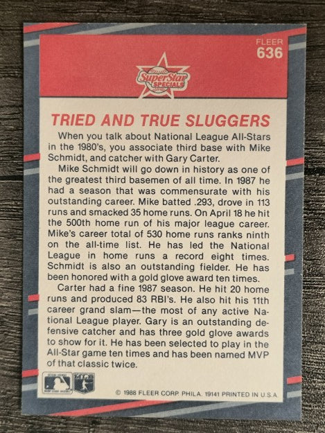 1988 Fleer #636 Mike Schmidt/Gary Carter