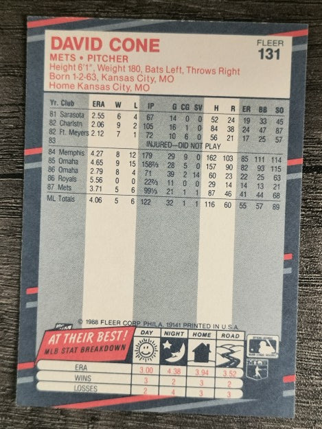 1988 Fleer #131 David Cone