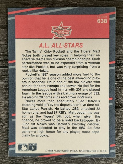 1988 Fleer #638 Matt Nokes/Kirby Puckett