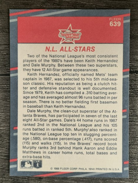 1988 Fleer #639 Keith Hernandez/Dale Murphy