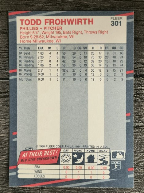 1988 Fleer #301 Todd Frohwirth
