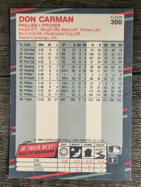 1988 Fleer #300 Don Carman