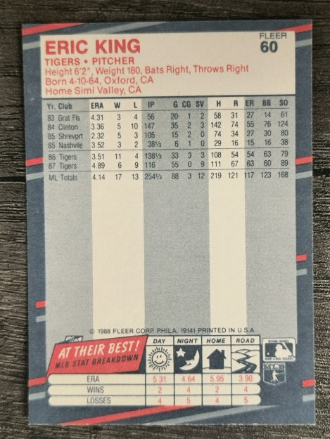 1988 Fleer #60 Eric King