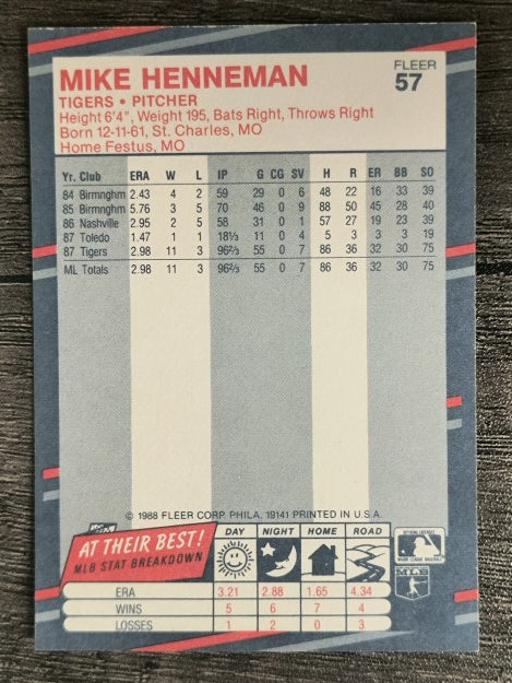 1988 Fleer #57 Mike Henneman RC