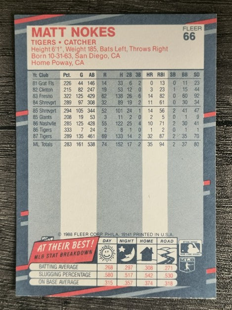 1988 Fleer #66 Matt Nokes RC