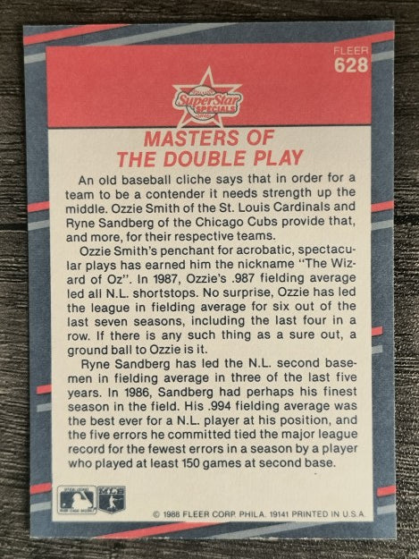 1988 Fleer #628 Ozzie Smith/Ryne Sandberg