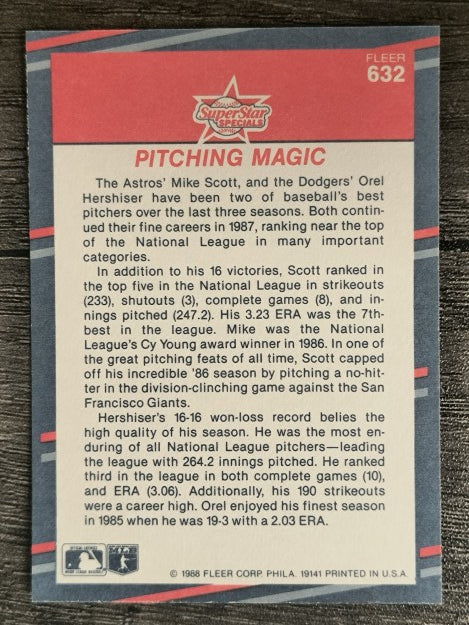 1988 Fleer #632 Mike Scott/Orel Hershiser