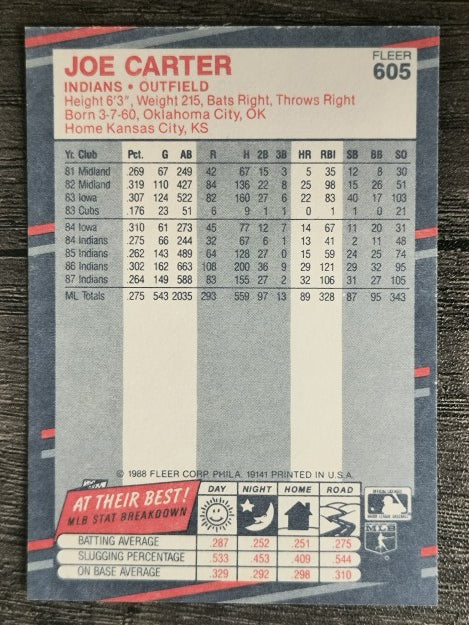 1988 Fleer #605 Joe Carter