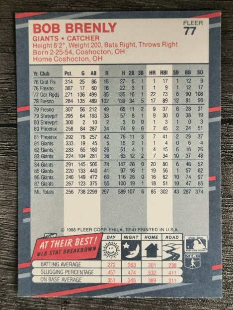 1988 Fleer #77 Bob Brenly
