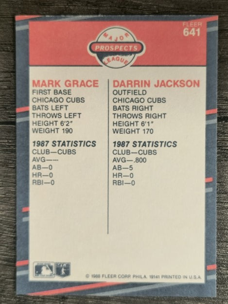 1988 Fleer #641 Mark Grace RC/Darrin Jackson (NM)