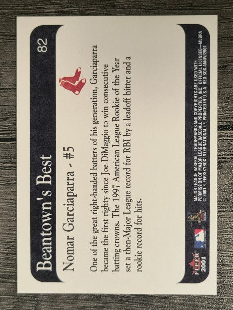 2001 Fleer Red Sox 100th #82 Nomar Garciaparra BB