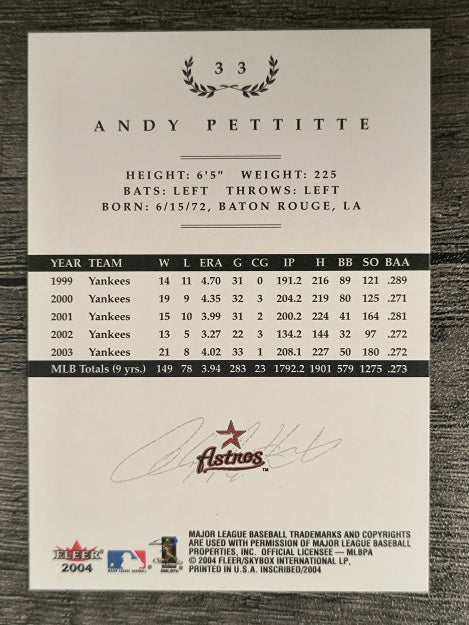 2004 Fleer InScribed #33 Andy Pettitte