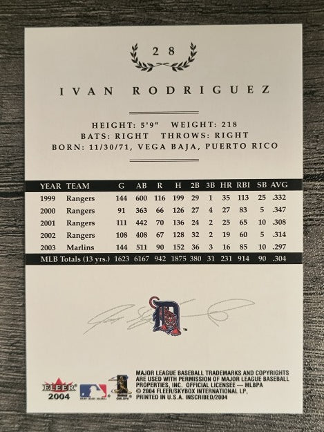 2004 Fleer InScribed #28 Ivan Rodriguez