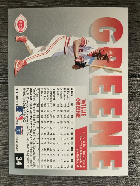 1993 Fleer #34 Willie Greene