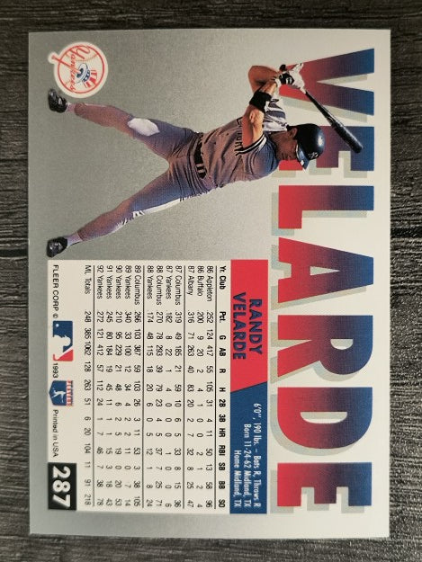 1993 Fleer #287 Randy Velarde