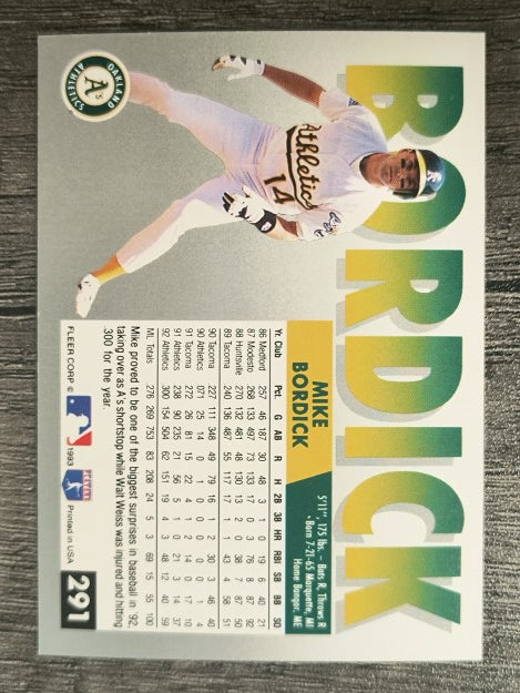 1993 Fleer #291 Mike Bordick