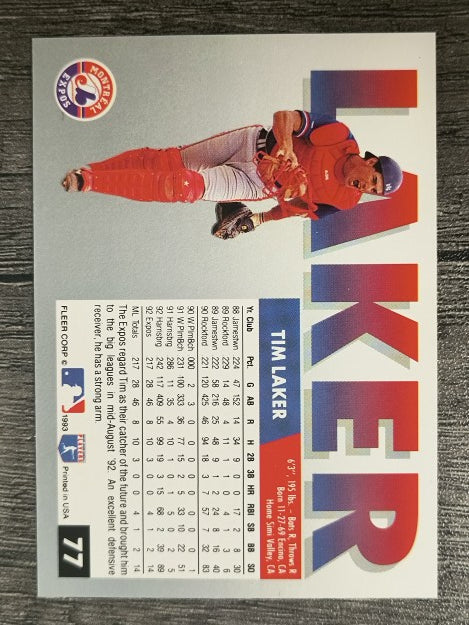 1993 Fleer #77 Tim Laker RC
