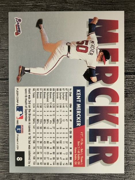 1993 Fleer #8 Kent Mercker