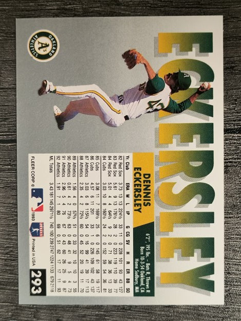 1993 Fleer #293 Dennis Eckersley