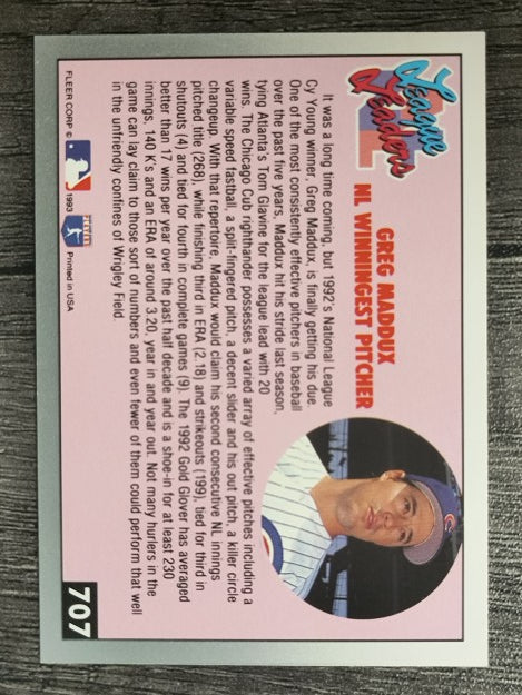 1993 Fleer #707 Greg Maddux LL