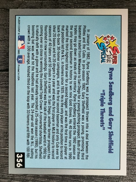 1993 Fleer #356 Sandberg/Sheffield