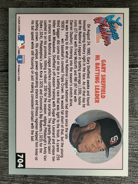 1993 Fleer #704 Gary Sheffield LL