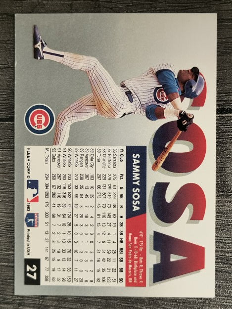1993 Fleer #27 Sammy Sosa