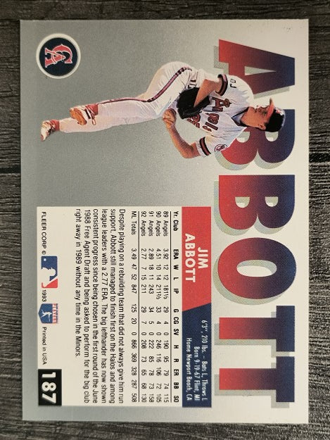 1993 Fleer #187 Jim Abbott