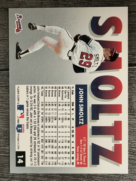 1993 Fleer #14 John Smoltz