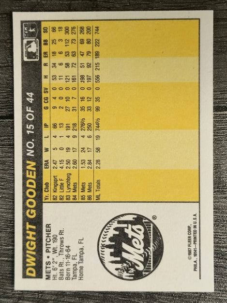 1987 Fleer Award Winners #15 Dwight Gooden