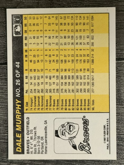 1987 Fleer Award Winners #26 Dale Murphy