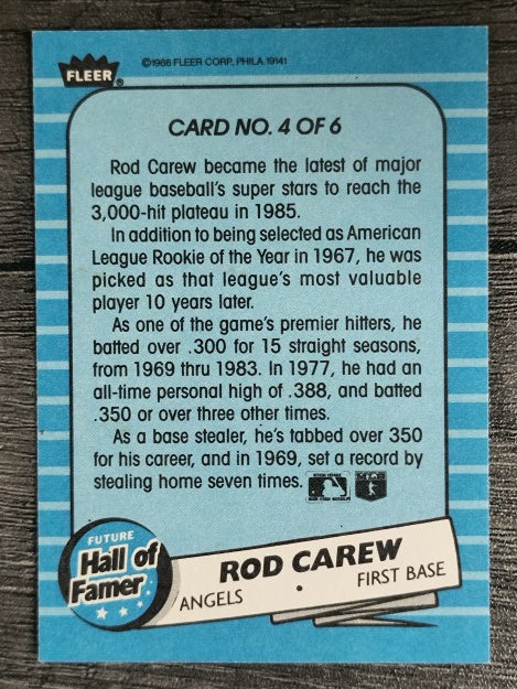 1986 Fleer Future Hall of Famers #4 Rod Carew