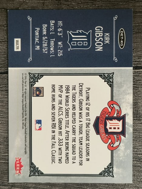 2006 Greats of the Game Tigers Greats #KG Kirk Gibson