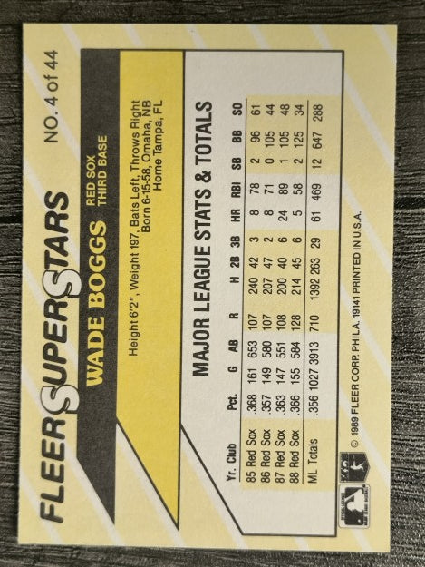 1989 Fleer Superstars #4 Wade Boggs
