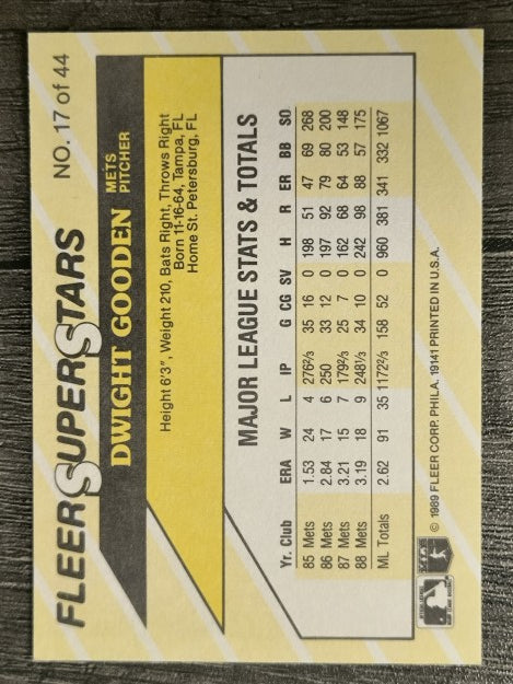 1989 Fleer Superstars #17 Dwight Gooden