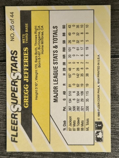1989 Fleer Superstars #25 Gregg Jefferies
