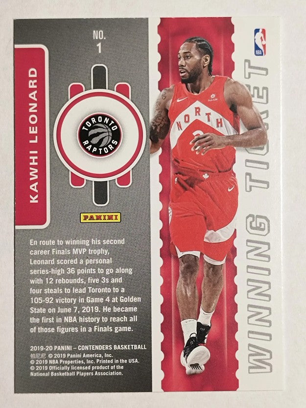 2019-20 Panini Contenders Winning Ticket #1 Kawhi Leonard