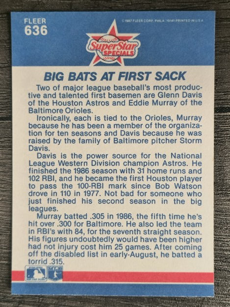 1987 Fleer #636 Glenn Davis/Eddie Murray