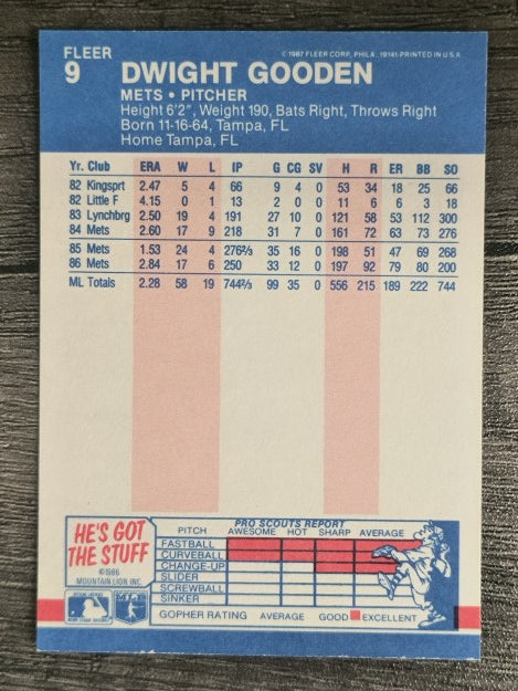 1987 Fleer #9 Dwight Gooden