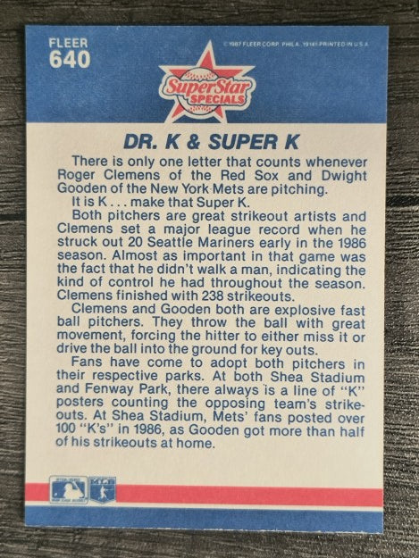 1987 Fleer #640 Dwight Gooden/Roger Clemens