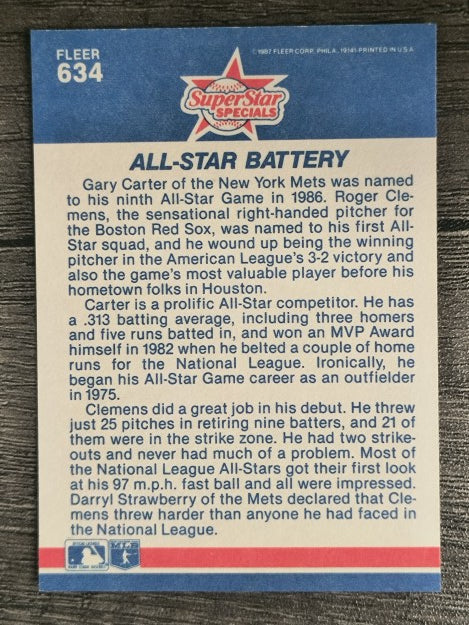 1987 Fleer #634 Gary Carter/Roger Clemens